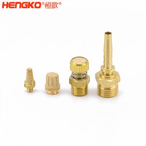 恒歌定制不銹鋼/銅粉氣動元件消音器_消音濾芯降噪耐高溫，應用于真空泵