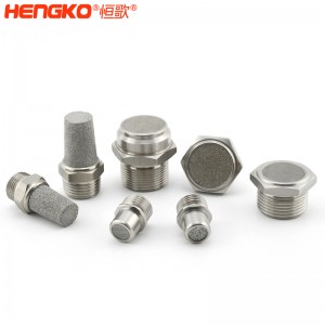 恒歌定制不銹鋼/銅粉氣動元件消音器_消音濾芯降噪耐高溫，應用于真空泵